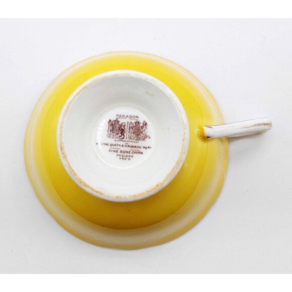 Paragon Vintage Double Warrant Yellow Cabbage Rose Bone China Teacup And Saucer - Picture 8 of 12